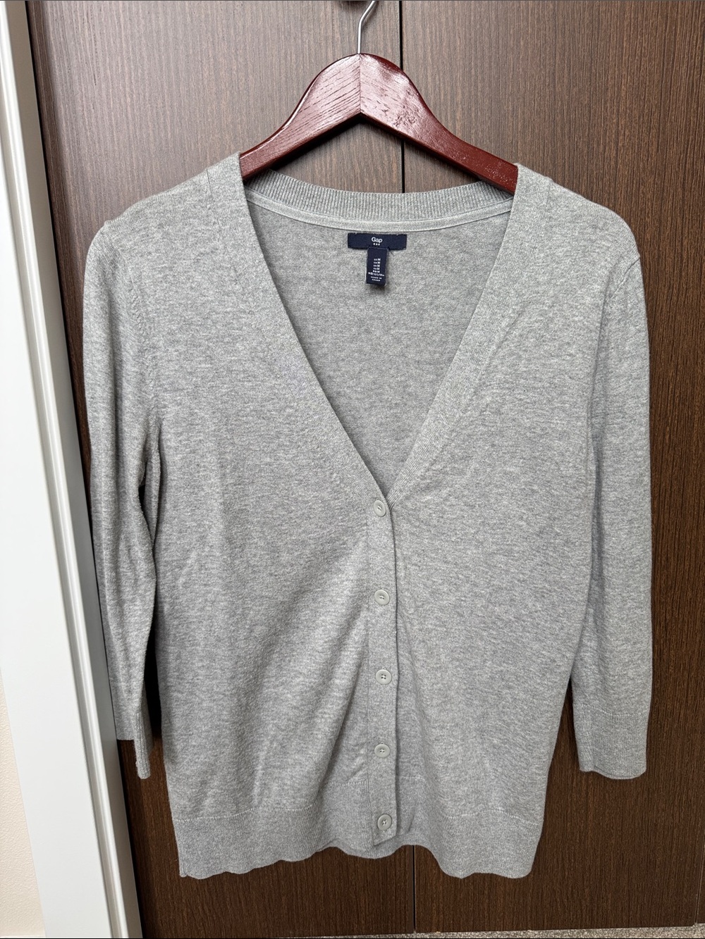 GAP Factory Light Gray, 3/4 sleeve, Button Cardigan